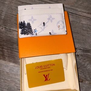 Louis Vuitton White and Black Ski Scene Card Holder